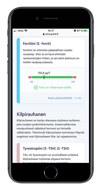 Puhti tulosraportti mobiili