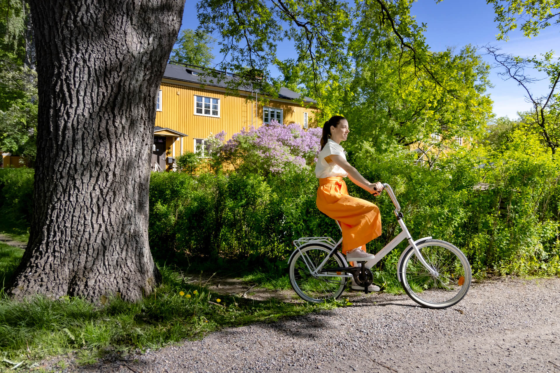 Woman riding a bike